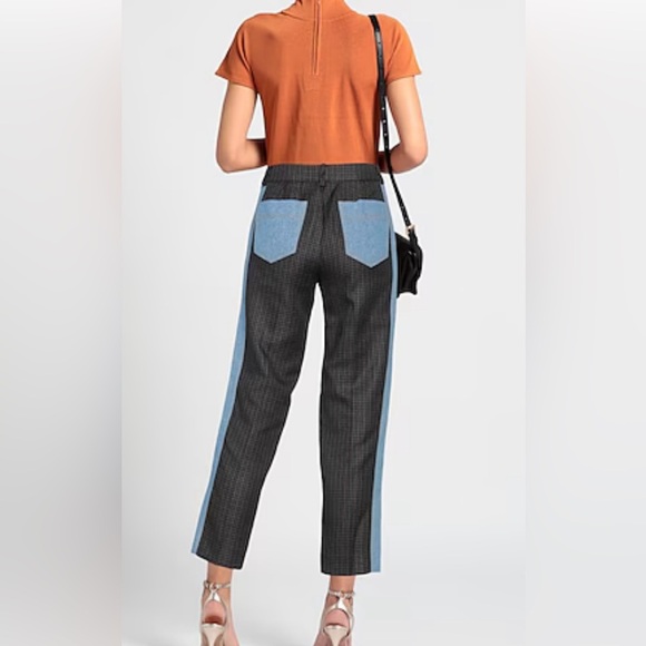 Steve J & Yoni P Korean designed casual pants. Houndstooth print, brown, denim. - Picture 1 of 16